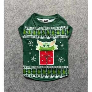 Star Wars Grogu Baby Yoda Christmas Pet Shirt Green Holiday Dog Tee Medium